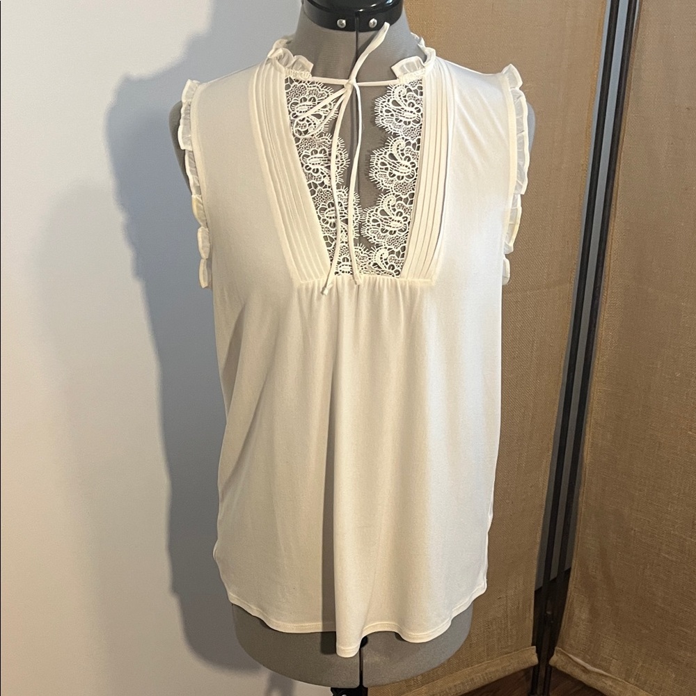 Express Cream Lace Detail Women's Blouse